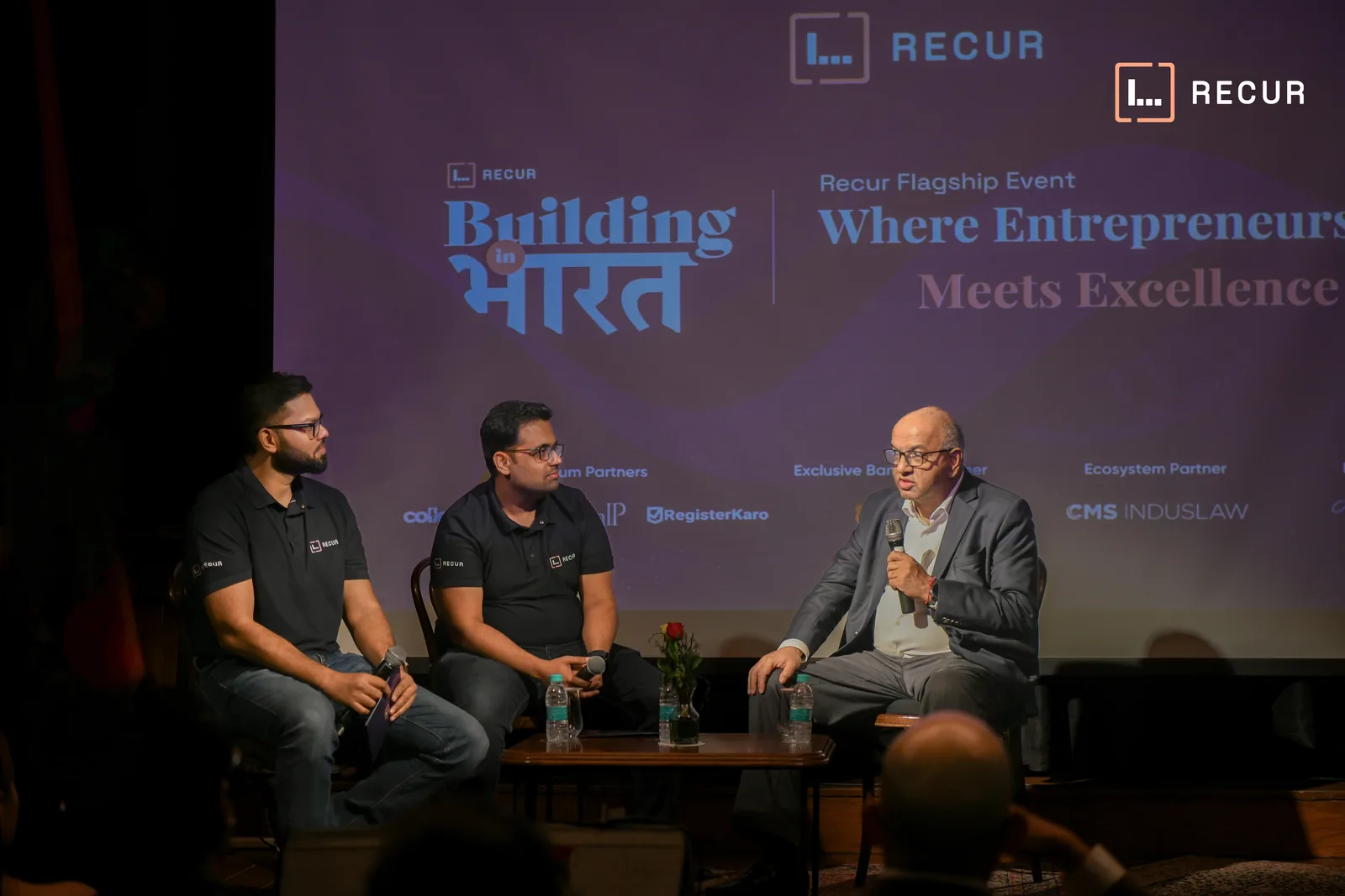 Fireside chat on stage at Building in Bharat